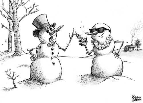 Cartoon: Create your own Caption -Snowman (medium) by karlwimer tagged snowman,nature,outdoors,cold,bowtie