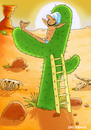 Cartoon: Kaktus-Fakir nimmts gelassen (small) by droigks tagged gelassenheit,entspannt,fakir,kaktus,wüste,leiter,droigks,droigk,turban