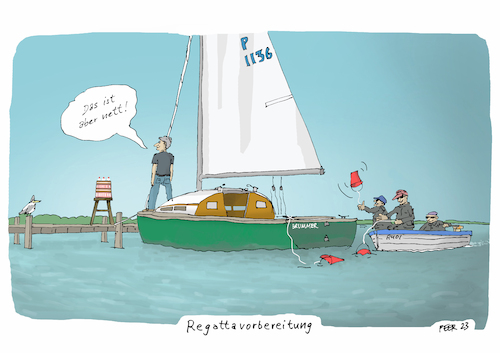 Cartoon: Regattavorbereitung (medium) by darkplanet tagged segeln,regatta,segelclub,wasser,boot,fair,play,segeln,regatta,segelclub,wasser,boot,fair,play