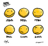 Cartoon: Smilies Across the Decades (small) by ericHews tagged smile,smiley,face,smilies,decades,happy,angry