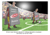 Cartoon: Sponsorship (small) by Jan Rieckhoff tagged fußball,fußballspieler,fußballplatz,fußballfeld,mannschaft,aufstellung,ball,stadion,rasen,flutlicht,sponsor,sponsoring,werbung,geld,geschäft,einnahmen,cartoon,jan,rieckhoff