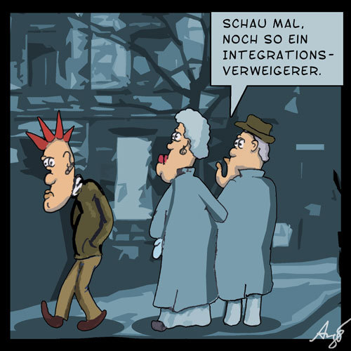 Cartoon: Integrationsverweigerer (medium) by Anjo tagged leitkultur,seehofer,verweigerer,sarazin,integration,integrationsverweigerung