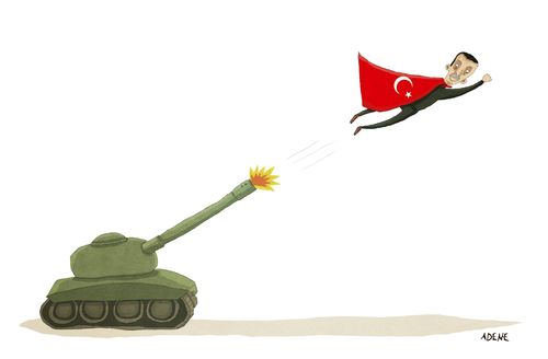 Cartoon: Erdogan more powerful after the (medium) by Adene tagged erdogan,turkey,coup