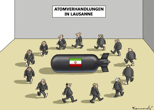 Cartoon: ATOMVERHANDLUNGEN IN LAUSANNE (medium) by marian kamensky tagged laussane,in,atomverhandlungen,atomverhandlungen,in,laussane