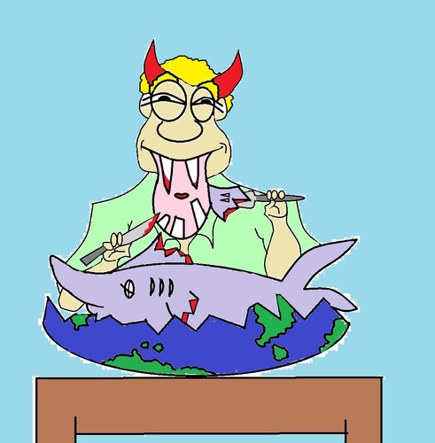Cartoon: KILLING  OF MARINE LIFE (medium) by AMY20 tagged earth,marine,life,ocean,seas,destruction,imbalance,nature,world,human,killing