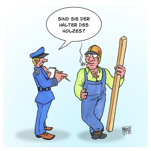 Cartoon: Halter des Holzes (medium) by Timo Essner tagged polizei,handwerk,verantwortlich,halter,holz,hundehalter,unsinnig,unsinn,polizei,handwerk,verantwortlich,halter,holz,hundehalter,unsinnig,unsinn