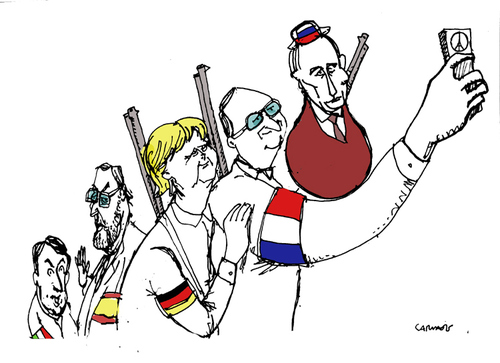 Cartoon: Selfie (medium) by Carma tagged war,selfie,terrorism,hollande,merkel,rajoy,renzi,putin