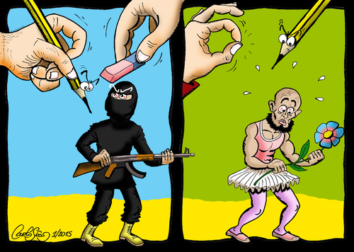 Cartoon: The Power of Cartoons (medium) by carloseco tagged terrorism,security,conflicts,war