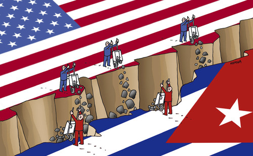 Cartoon: kubausa (medium) by Lubomir Kotrha tagged cuba,embargo,usa,world,crisis,peace,war