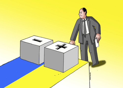 Cartoon: plusminum-ua (medium) by Lubomir Kotrha tagged elections,ukraine,wahlen,peace,war,people,nato,usa,eu,russia