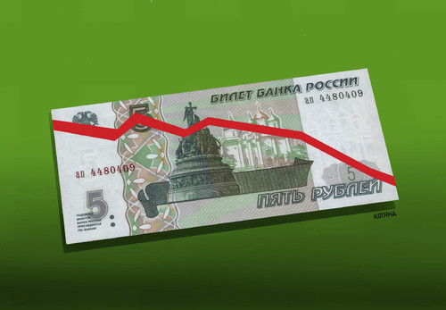 Cartoon: rubeldol (medium) by Lubomir Kotrha tagged ruble,russia,world,crisis,dollar,euro