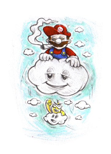 Cartoon: Mario lifted (medium) by Trippy Toons tagged weed,marihu,trippy,mario,super,game,video,ganja,kiffer,stoner,cannabis