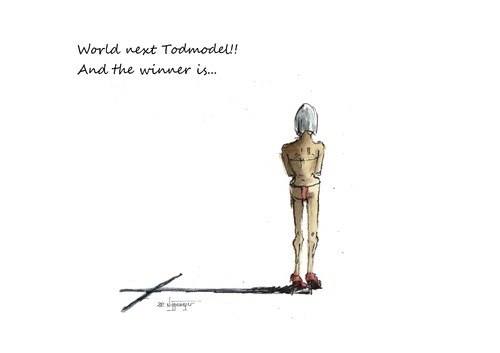 Cartoon: World next Todmodel (medium) by Jori Niggemeyer tagged cartoon,joricartoon,niggemeyer,death,karikatur,health,much,too,thin,hunger,model