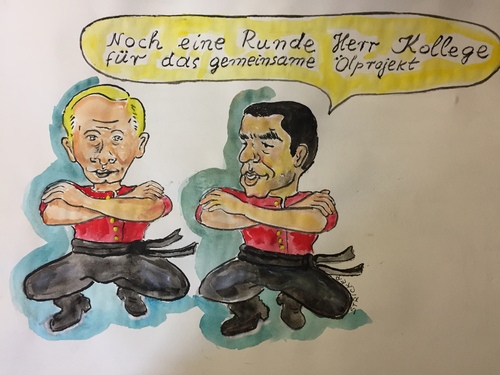 Cartoon: Ölprojekt Putin-Tsipras (medium) by CatPal tagged griechenlandkrise