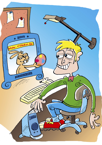 Cartoon: Osterhase (medium) by astaltoons tagged ostern,osterhase,internet,computer,osterei