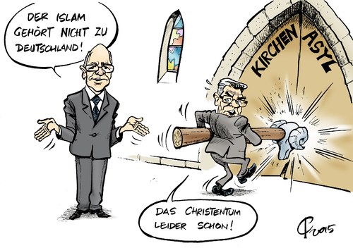 Cartoon: Zugehörigkeiten (medium) by Paolo Calleri tagged deutschland,bundestagspraesident,norbert,lammert,islam,imame,deutsch,sprache,zugehoerigkeit,kultur,probleme,bundesinnenminister,thomas,de,maiziere,kirchenasyl,naechstenliebe,asyl,fluechtlinge,ablehnung,kritik,karikatur,cartoon,paolo,calleri,deutschland,bundestagspraesident,norbert,lammert,islam,imame,deutsch,sprache,zugehoerigkeit,kultur,probleme,bundesinnenminister,thomas,de,maiziere,kirchenasyl,naechstenliebe,asyl,fluechtlinge,ablehnung,kritik,karikatur,cartoon,paolo,calleri