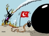Cartoon: Abschuß (small) by RABE tagged türkei,russland,abschuß,grenzgebiet,syrien,kampfjet,kampfflieger,nato,putin,erdogan,krisensitzung,rabe,ralf,böhme,cartooon,tagescartoon,farbcartoon,pressezeichnung,granate,zündschnur,krisenherd,schleudersitz