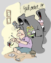 Cartoon: beste unterhaltung (small) by REIBEL tagged tod,sensenmann,unfall,strom,schlag,unterhaltung,popcorn,hauhalt,amusement