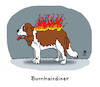 Cartoon: Burnhairdiner (small) by Lo Graf von Blickensdorf tagged hund,bernhardiner,burnhairdiner,wortspiel,feuer,kalauer,cartoon