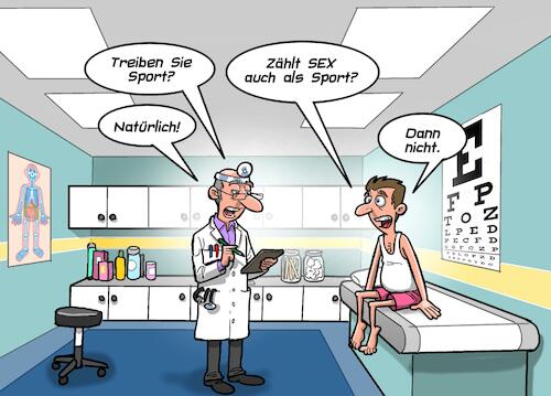 Cartoon: Beim Doktor (medium) by Chris Berger tagged doktor,praxis,untersuchung,sport,patient,doktor,praxis,untersuchung,sport,sex,patient
