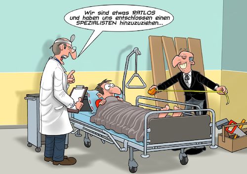 Cartoon: Spezialist (medium) by Chris Berger tagged krankenhaus,krankheit,totengräber,arzt,spital,hospital,krankenhaus,krankheit,totengräber,arzt,spital,hospital