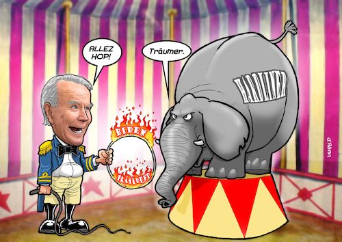 Cartoon: Zirkus (medium) by Chris Berger tagged joe,biden,trump,wahl,election,president,präsident,2020,usa,amerika,joe,biden,trump,wahl,election,president,präsident,2020,usa,amerika
