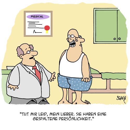 Cartoon: GESPALTEN (medium) by Karsten Schley tagged psychologie,psychiatrie,medizin,doktoren,patienten,psychologie,psychiatrie,medizin,doktoren,patienten