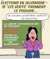 Cartoon: La Prise de Pouvoir (small) by Karsten Schley tagged allemagne,elections,climat,les,verts,annalena,baerbock,medias,democratie,liberte,societe