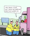Cartoon: Outsourcing (small) by Karsten Schley tagged transport,trucks,drivers,outsourcing,business,economy,wages,money,profits,police,politics