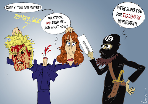 Cartoon: Beheading 2 for 1 (medium) by NEM0 tagged kathy,griffin,actress,comedian,hollywood,cnn,fake,news,prop,photoshoot,beheading,stage,staging,staged,donald,trump,president,blood,is,isis,trademark,infingment,suing,law,lawsuit,nemo,nem0,mainstream,media,msm,kathy,griffin,actress,comedian,hollywood,cnn,fake,news,prop,photoshoot,beheading,stage,staging,staged,donald,trump,president,blood,is,isis,trademark,infingment,suing,law,lawsuit,nemo,nem0,mainstream,media,msm