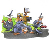 Cartoon: Verkehrskontrolle (small) by HSB-Cartoon tagged traffic,control,verkehrskontrolle,police,policeman,car,street,verkehr,strasse,polizei,radar,airbrush