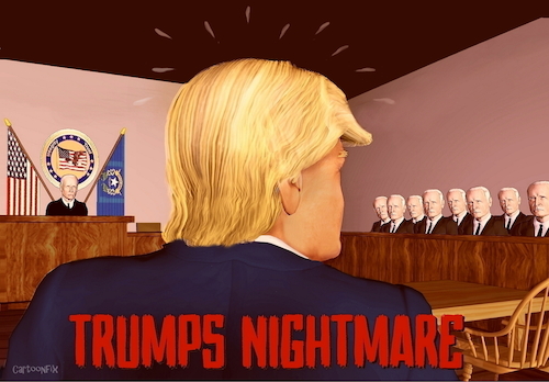 Cartoon: Trumps Nightmare (medium) by Cartoonfix tagged trump,strafprozess,richter,geschworene