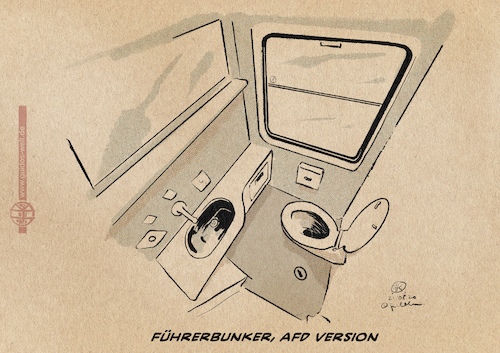 Cartoon: Brandners Führerbunker (medium) by Guido Kuehn tagged brander,afd,zugtoilette,brandner,afd,zugtoilette,ice,skandal,maske,covid,corona
