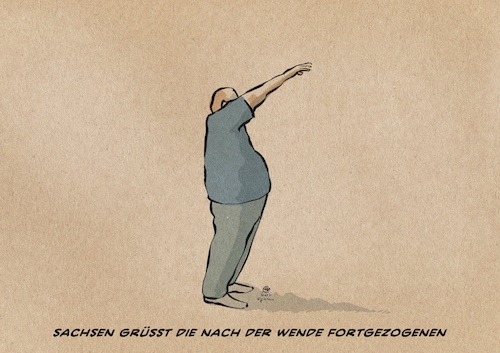 Cartoon: Sächsischer Gruß (medium) by Guido Kuehn tagged sachsen,afd,nazi,rechtsextremismus,sachsen,afd,nazi,rechtsextremismus