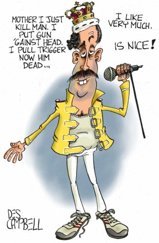 Cartoon: Freddie Borat Mercury (medium) by campbell tagged music,queen,mercury