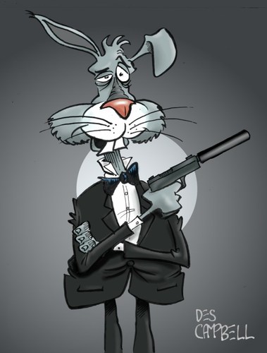 Cartoon: Sean Con-HARE-ry... 007!! (medium) by campbell tagged james,bond,spy,sean,connery,rabbit,hare,parody