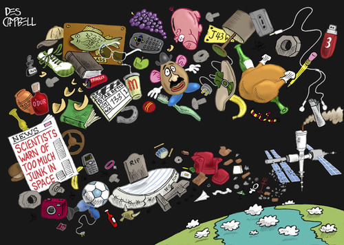 Cartoon: Space junk (medium) by campbell tagged space,station,garbage,rubbish,junk,earth