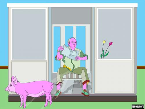 Cartoon: Mr Pink (medium) by nerosunero tagged pig,pink,flue,scare,epidemy,health,fear