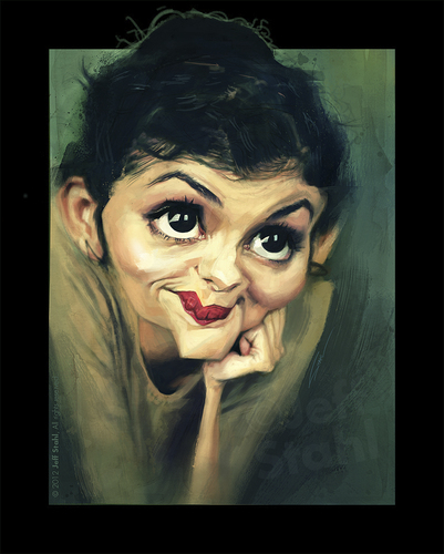 Cartoon: Audrey Tautou (medium) by Jeff Stahl tagged audrey,tautou,french,actress,woman,eyes,lips,caricature,jeff,stahl,illustration,freelance