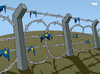 Cartoon: Fortress Europe (small) by Tjeerd Royaards tagged eu europe european union immigration euro illegal aliens border fence