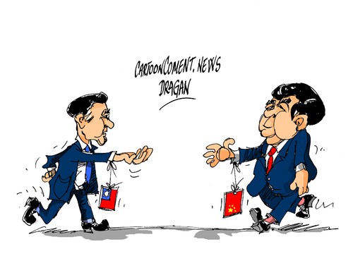 Cartoon: Xi Jinping-Ma Ying-jeou (medium) by Dragan tagged xi,jinping,ma,ying,jeou,china,taiwan,politics,cartoon