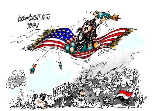 Cartoon: Yemen-Tormenta de Firmeza (medium) by Dragan tagged yemen,tormenta,de,firmeza,arabia,saudi,politics,cartoon