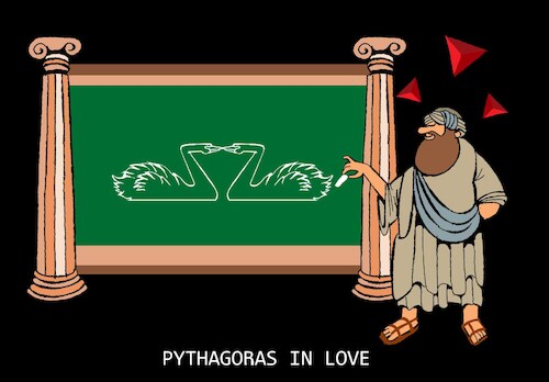 Cartoon: Pythagoras in Love... (medium) by berk-olgun tagged pythagoras,in,love
