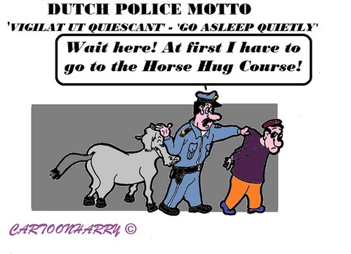 Cartoon: Police Course (medium) by cartoonharry tagged course,police,holland,horse,hug