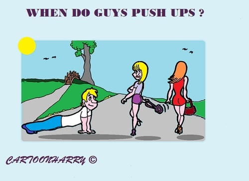 Cartoon: Push Ups (medium) by cartoonharry tagged pushup,boys,girls,women,guys,spring