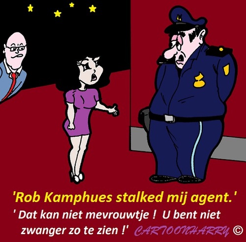 Cartoon: Stalker (medium) by cartoonharry tagged toonpool,dutch,holland,cartoonharry,cartoonist,cartoon,politie,agent,zwanger,stalker,robkamphues,kamphues