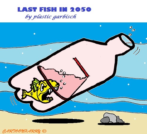 Cartoon: The Last Fish The Last Plastic (medium) by cartoonharry tagged fish,plastic,garbisch,the,last