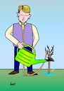 Cartoon: Geduld (small) by berti tagged selbstmord,hängen,suicide,hang,baum,wachsen,giessen,tree,grow