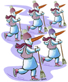Cartoon: Invasion der Schneefrauen (small) by BiSch tagged winter,schneemann,schneefrau,weihnachten,mütze,schlittschuh,besen,karotte