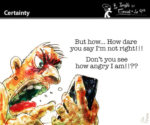 Cartoon: Certainty (medium) by PETRE tagged certainty,politics,arguing,anger